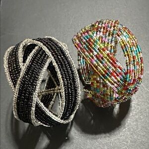 73.  Two Woven Beaded Cuff Bracelets